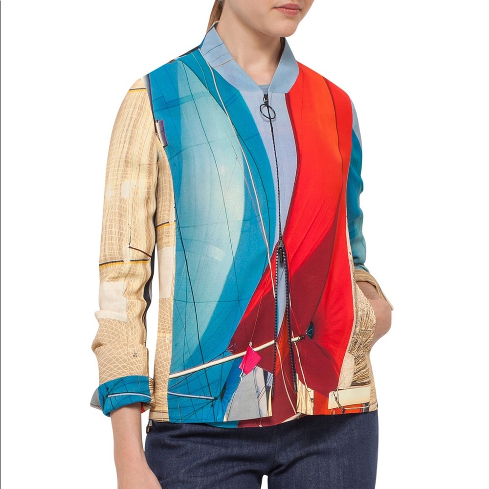 Akris Punto Sail Bomber Jacket, Mainsail Print